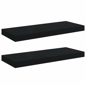 vidaXL Sv&auml;vande v&auml;gghyllor 2 st svart 60x23,5x3,8 cm MDF