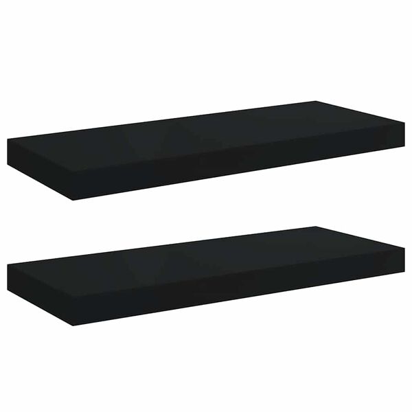 vidaXL Sv&auml;vande v&auml;gghyllor 2 st svart 60x23,5x3,8 cm MDF