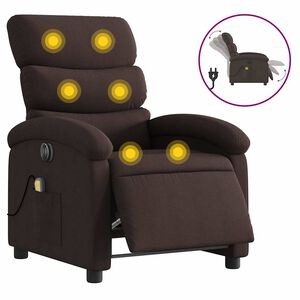 vidaXL Elektrisk massagef&aring;t&ouml;lj m&ouml;rkbrun tyg