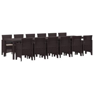 vidaXL Trädgårdsmöbelset 13 pcs Brun Polt rotting
