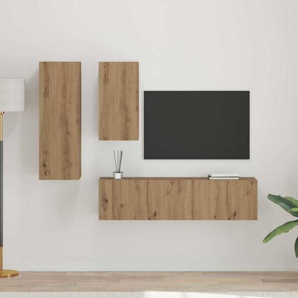vidaXL TV-b&auml;nkset 4 pcs artisan ek 30.5 x 30 x 90 cm Konstruerat tr&auml;