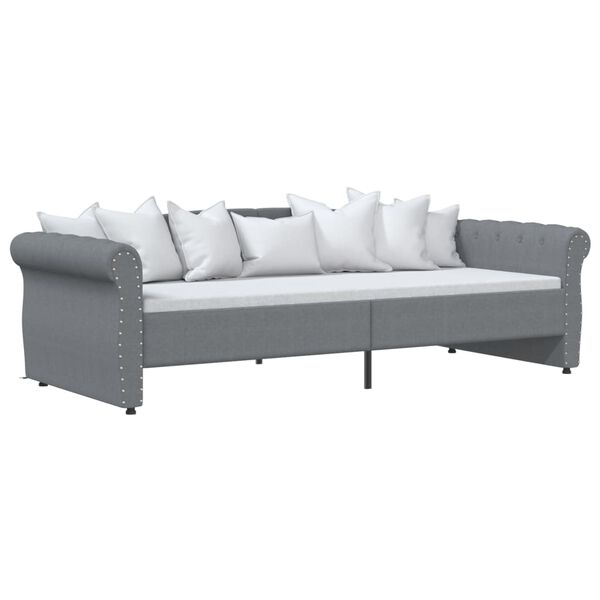 vidaXL Dagb&auml;dd med USB ljusgr&aring; tyg 90x200 cm