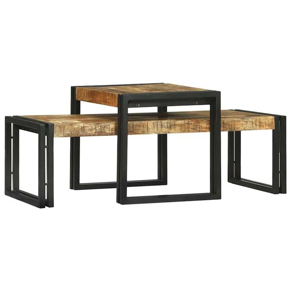 vidaXL Kaffeebord 2 pcs Brun 48 x 40 x 40 cm massivt mangoträ