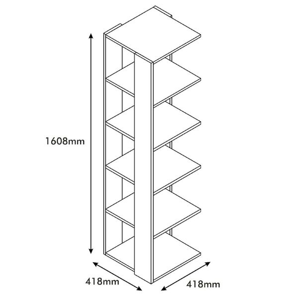 Homemania Bokhylla Corner 41,8x41,8x160,8cm vit