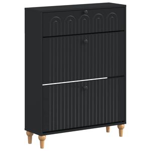 vidaXL Skosk&aring;p ALKMAAR 78 x 24 x 103 cm Konstruerat tr&auml; Svart