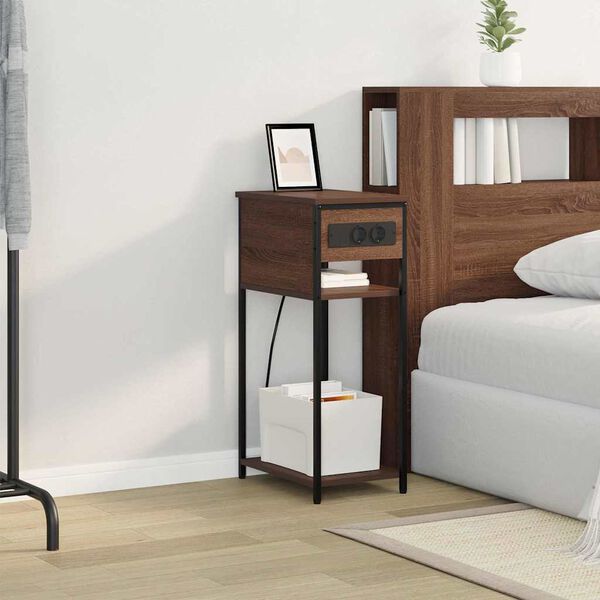 vidaXL Nattduksbord Brun Ek 41 x 28 x 76 cm Konstruerat tr&auml;