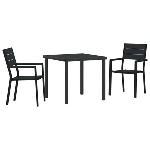 vidaXL Tr&auml;dg&aring;rdsm&ouml;belset 3 pcs Svart Pulverlackerat st&aring;l