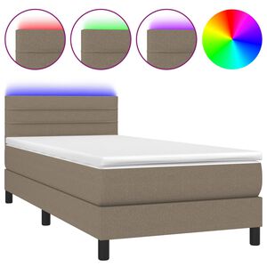 vidaXL Rams&auml;ng med madrass & LED taupe 100x200 cm tyg