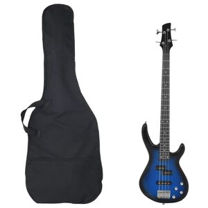 vidaXL Elektrisk basgitarr f&ouml;r nyb&ouml;rjare med v&auml;ska bl&aring;&svart 4/4 46"