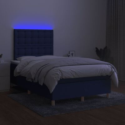 vidaXL Ramsäng med madrass & LED blå 120x190 cm tyg