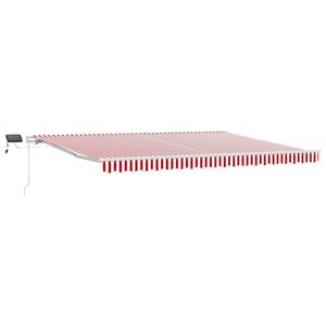 vidaXL Utdragbar markis R&ouml;d och Vit 450 &times; 350 cm Duk och Aluminium