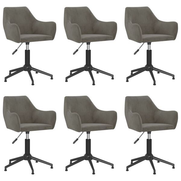 vidaXL Snurrbara matstolar 6 st m&ouml;rkgr&aring; sammet