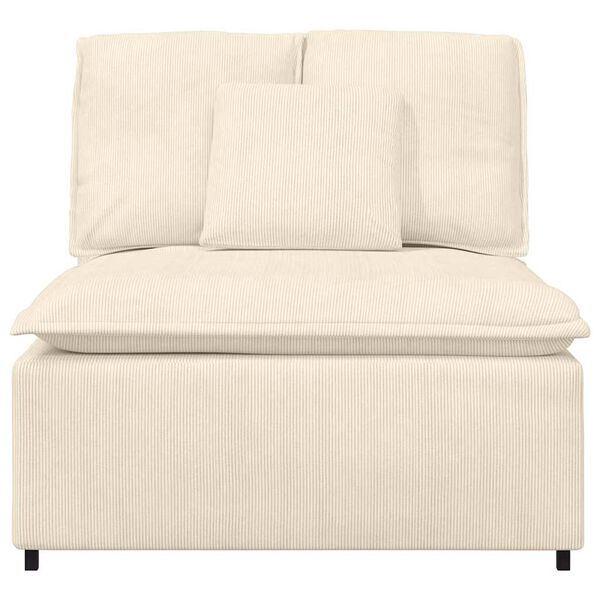 vidaXL Modulär soffmodul i mitten med kuddar gräddvit 100 cm