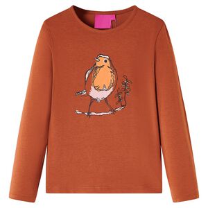 T-shirt med l&aring;nga &auml;rmar f&ouml;r barn konjaksbrun 104