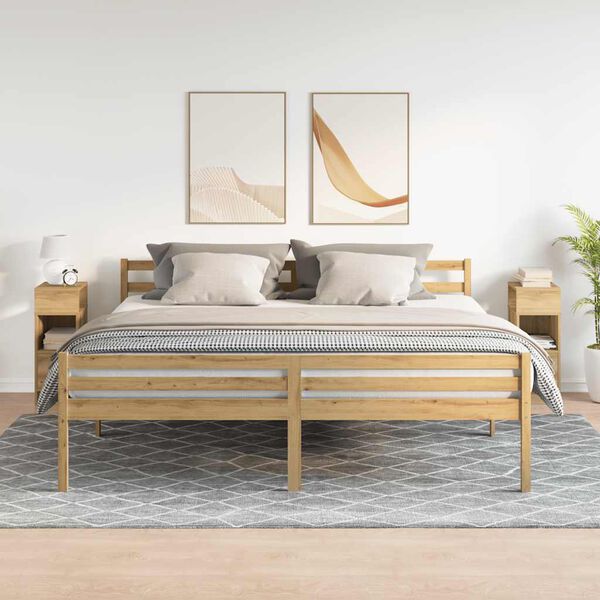 vidaXL S&auml;ngbord 2 st med l&aring;da artisan ek 25x31x66 cm