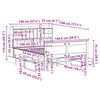 vidaXL S&auml;ng med bokhylla utan madrass 140x190cm massiv furu