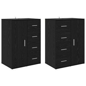 vidaXL Sk&aring;p Corona 2 pcs Svart Ek 59 x 39 x 80 cm Konstruerat tr&auml;