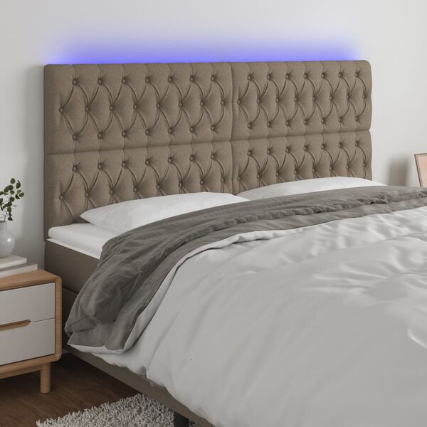 vidaXL S&auml;nggavel LED taupe 200x7x118/128 cm tyg