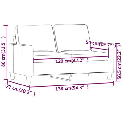 vidaXL 2-sitssoffa ljusgrå 120 cm sammet
