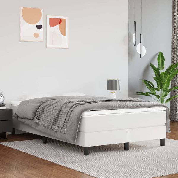 vidaXL Boxspring-s&auml;ngram vit 120x200 cm konstl&auml;der