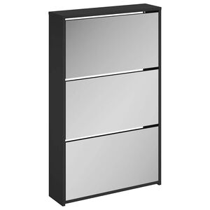 vidaXL Skosk&aring;p med spegel 3-lagers svart 63x17x102,5 cm