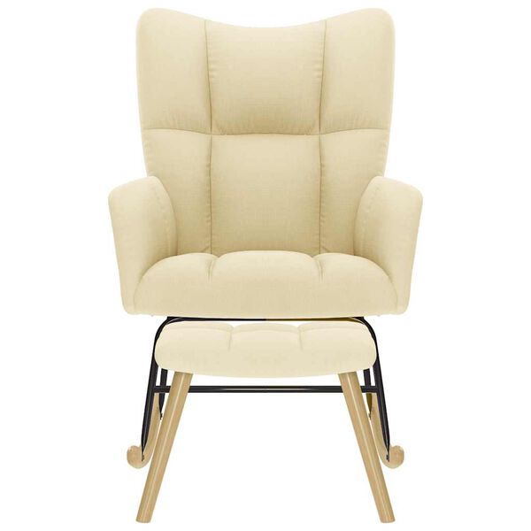 vidaXL Gungstol med fotpall gr&auml;ddvit tyg