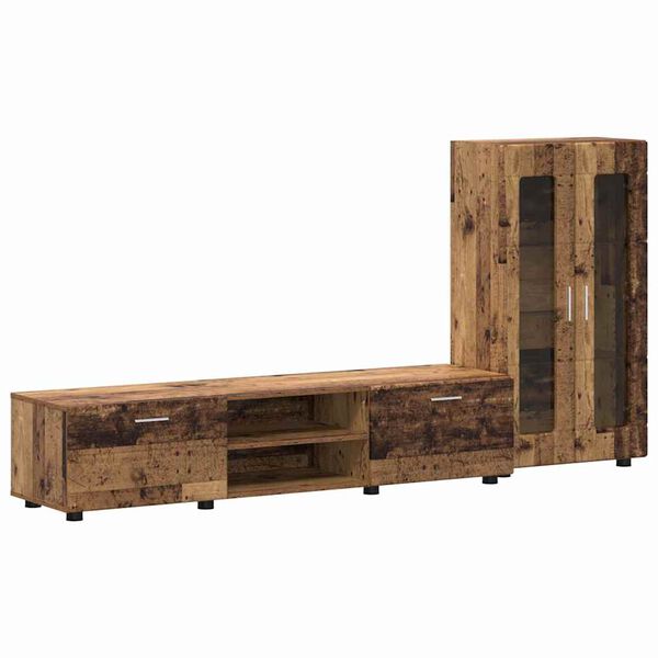 vidaXL TV-b&auml;nkset med l&aring;da med d&ouml;rr FLORIN Gammalt tr&auml; Konstruerat tr&auml;