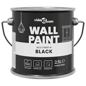 vidaXL V&auml;ggf&auml;rg Svart 2,5 L V&auml;ggprint