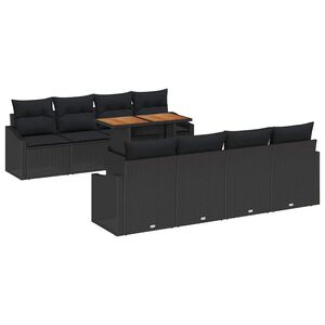 vidaXL Tr&auml;dg&aring;rdsoffset 9 st Svart Poly rattan