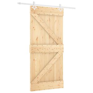 vidaXL Skjutd&ouml;rr Naturlig och vit 100 x 210 cm Massiv furu
