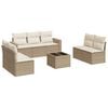 vidaXL Matgrupp f&ouml;r tr&auml;dg&aring;rden med dynor 8 delar beige konstrotting