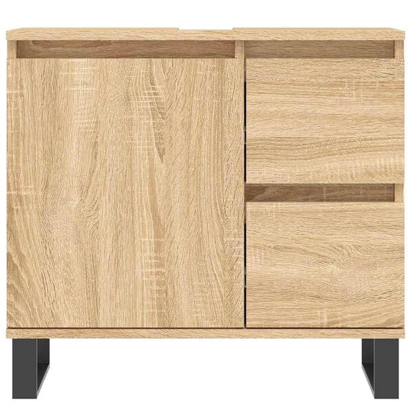 vidaXL Badrumssk&aring;p sonoma-ek 65x33x60 cm konstruerat tr&auml;