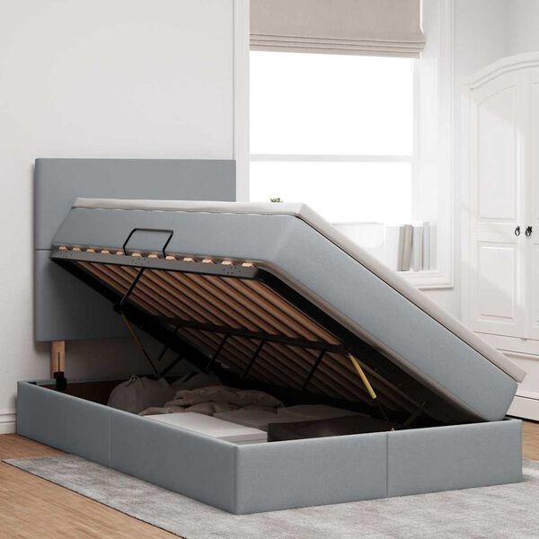 vidaXL F&ouml;rvaringss&auml;ng med LED med led Ljusgr&aring; 120 x 190 cm Polyester