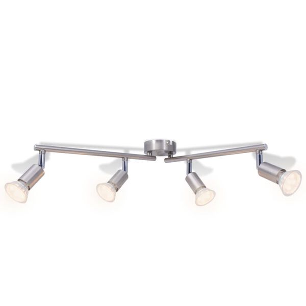 vidaXL Taklampa med 4 LED Str&aring;lkastare Satin Nickel
