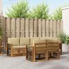 vidaXL Sektionsoffgrupp 7 pcs Naturlig och Beige Massivt Akaciatr&auml;