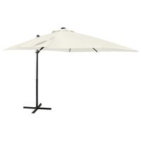 vidaXL Frihängande parasoll med stång och LED sand 250 cm