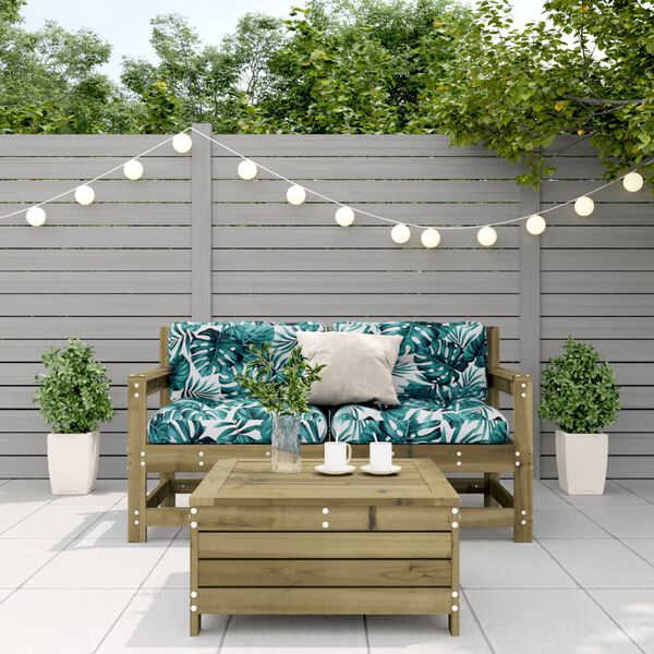 vidaXL Loungegrupp med dynor 3 delar impregnerad furu