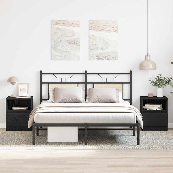 vidaXL Nattduksbord 2 pcs Svart Ek 40 x 40 x 50 cm Konstruerat tr&auml;