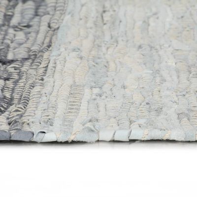 vidaXL Handvävd matta Chindi läder 190x280 cm grå