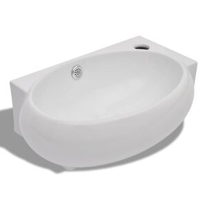 vidaXL Keramiskt handfat ovalt vit