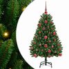 vidaXL Konstgjord julgran 120 cm 150 LED-lampor Varmvit PVC och st&aring;l