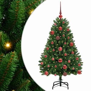 vidaXL Konstgjord julgran 120 cm 150 LED-lampor Varmvit PVC och st&aring;l