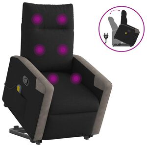 vidaXL Massagef&aring;t&ouml;lj med uppresningshj&auml;lp svart tyg