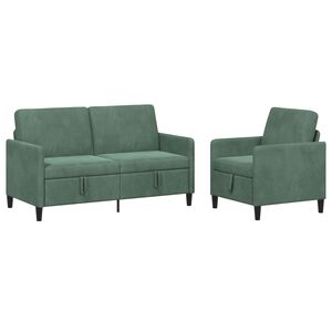vidaXL Soffgrupp med f&ouml;rvaring 2 st Havgr&ouml;n Polyester