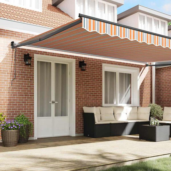 vidaXL Utfällbar markis Flerfärgsdesign 500 × 300 cm Tyg och Metall