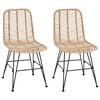 vidaXL Matstol 2 st Rattan och J&auml;rn Naturf&auml;rg 44 x 54.5 x 85 cm