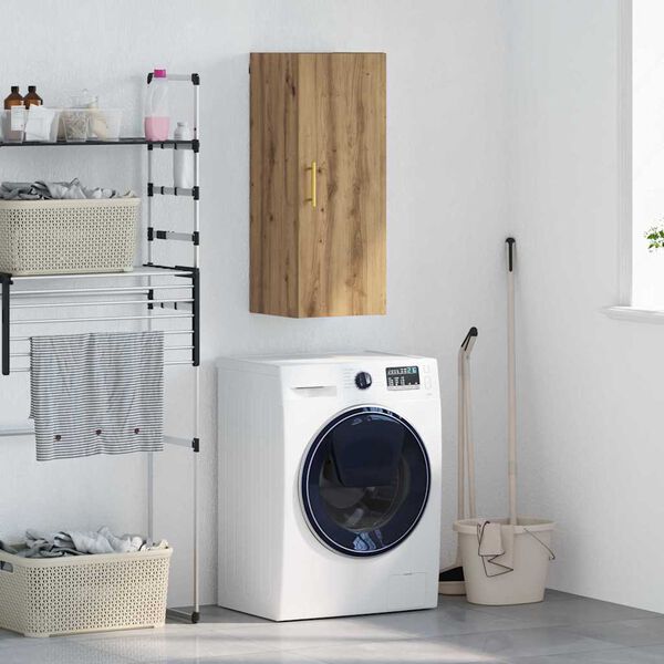 vidaXL V&auml;ggsk&aring;p Artisan Ek 34,5 x 34 x 90 cm Konstruerat tr&auml;