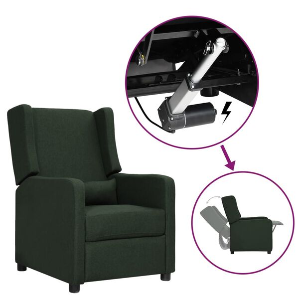 vidaXL f&aring;t&ouml;lj med uppresningshj&auml;lp m&ouml;rkgr&ouml;n tyg