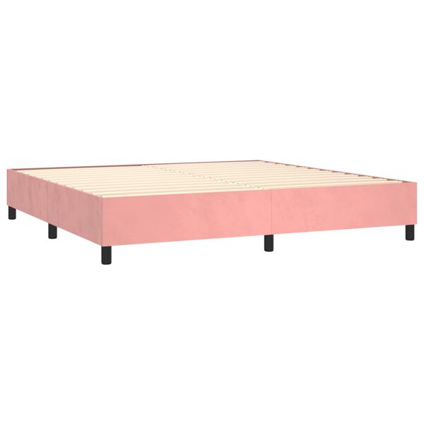 vidaXL Rams&auml;ng med madrass rosa 200x200 cm sammet