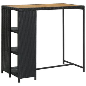 vidaXL Barbord med f&ouml;rvaringshyllor svart 120x60x110 cm konstrotting